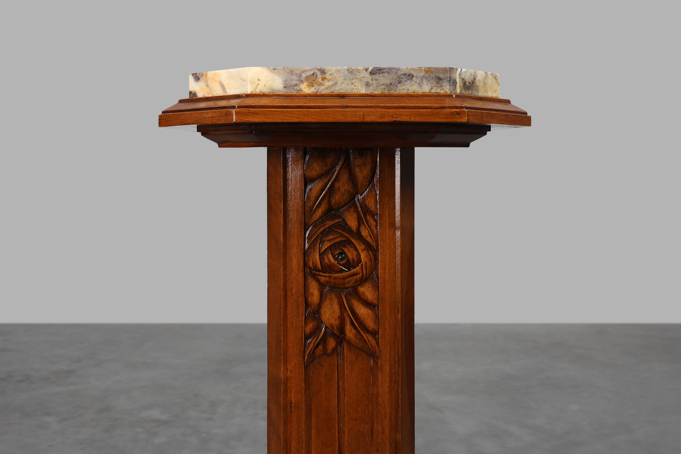 Oak & Marble large Art Deco pedestal, France 1920sthumbnail